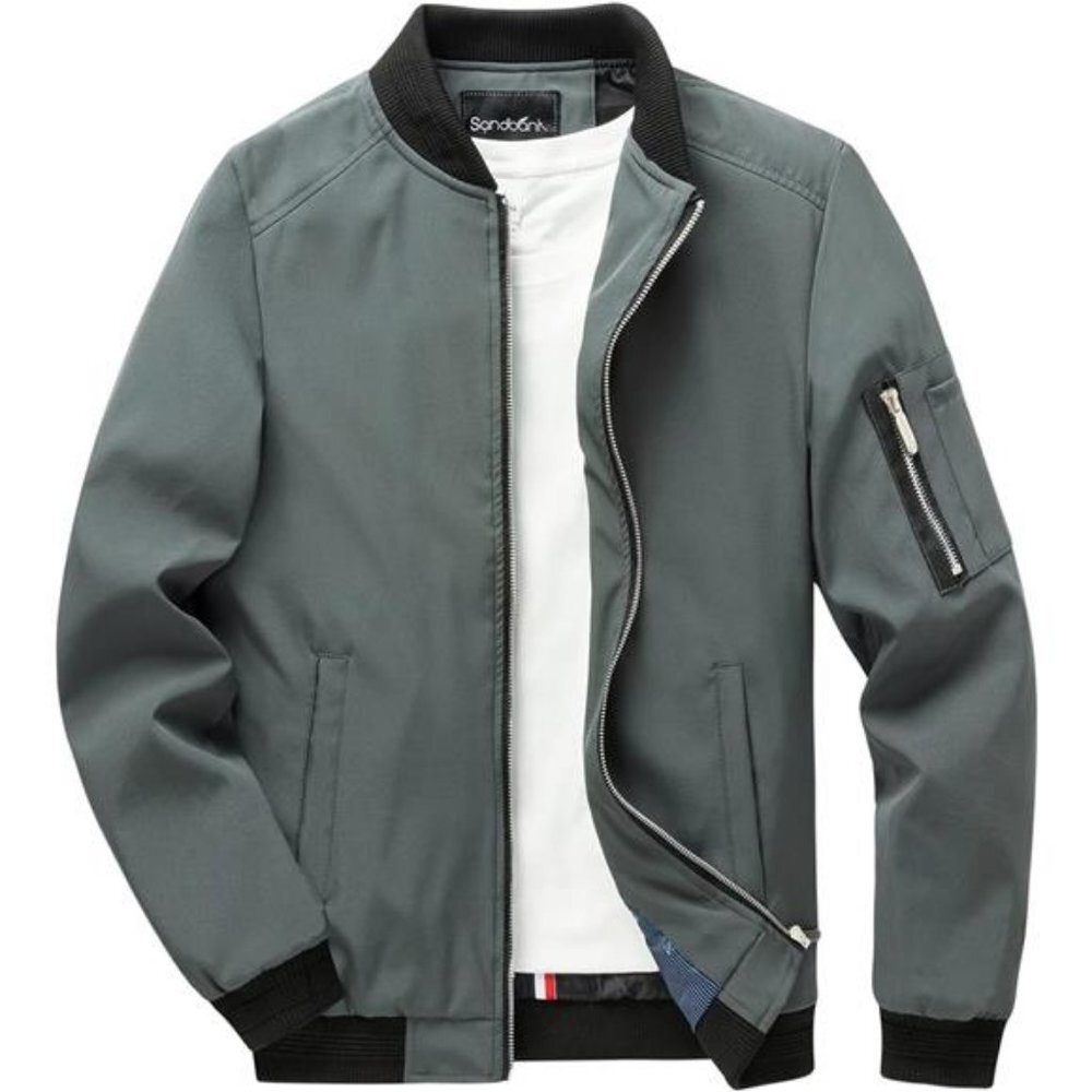 Men's Slim Fit Lightweight Softshell Flight Bomber Jacket Coat